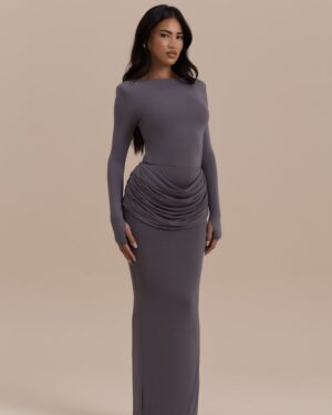Black long sleeve off-shoulder maxi dress limited edition