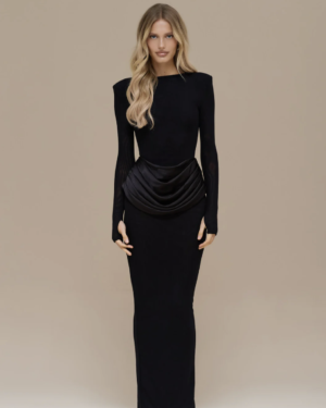 Black long sleeve off-shoulder maxi dress limited edition